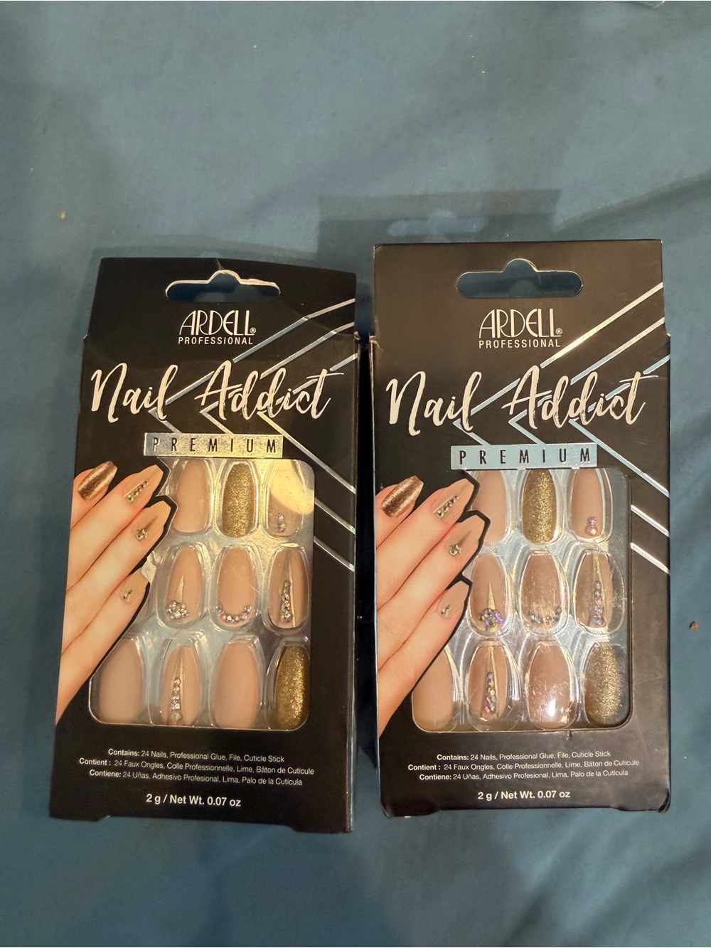Ardell Nail Addict Premium Press-On Nails in Nude and Gold 2 set
